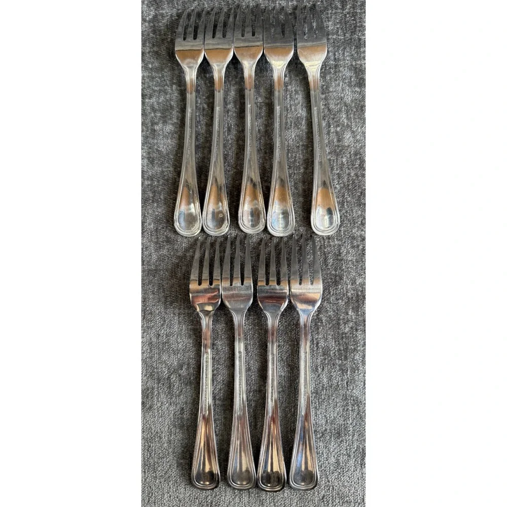 International‎ Stainless Gourmet Salad Forks Set of 9 Silverware Flatware China
